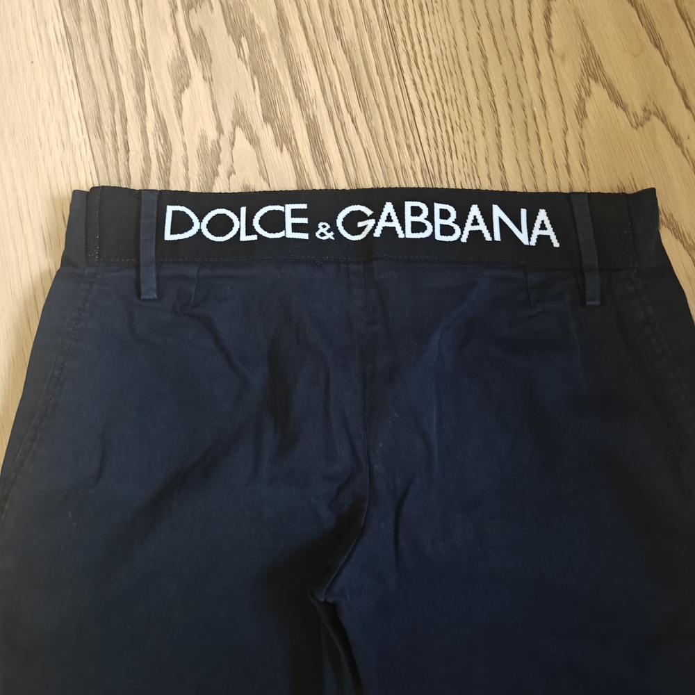 Dolce & Gabbana Black Boot Cut Pants with Branded Waistband